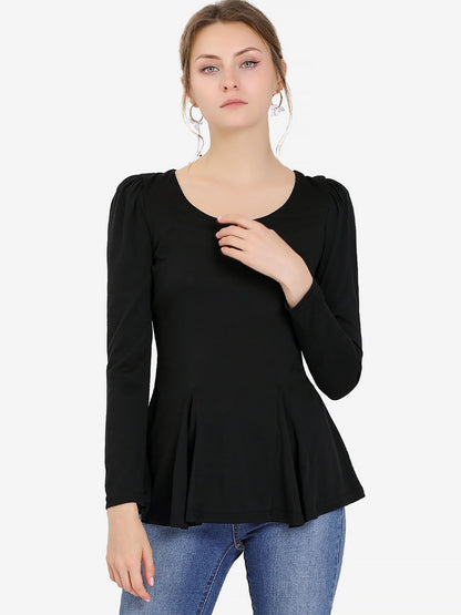 Camiseta básica de mujer con manga larga y cuello redondo – MILARA
