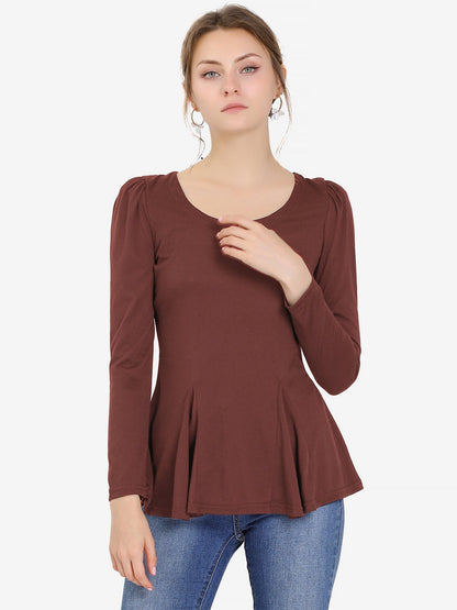 Camiseta básica de mujer con manga larga y cuello redondo – MILARA