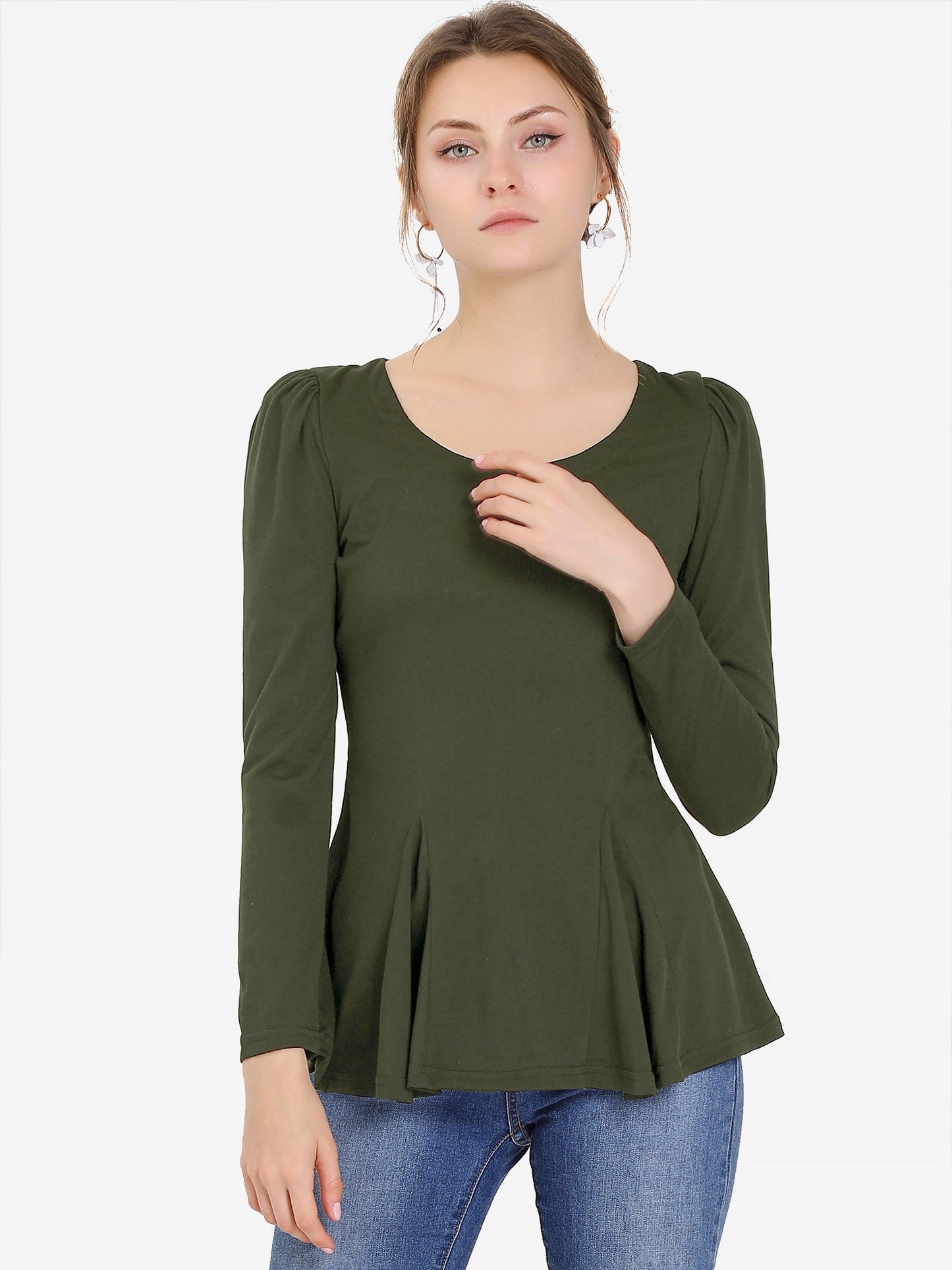 Camiseta básica de mujer con manga larga y cuello redondo – MILARA