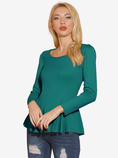 Camiseta básica de mujer con manga larga y cuello redondo – MILARA