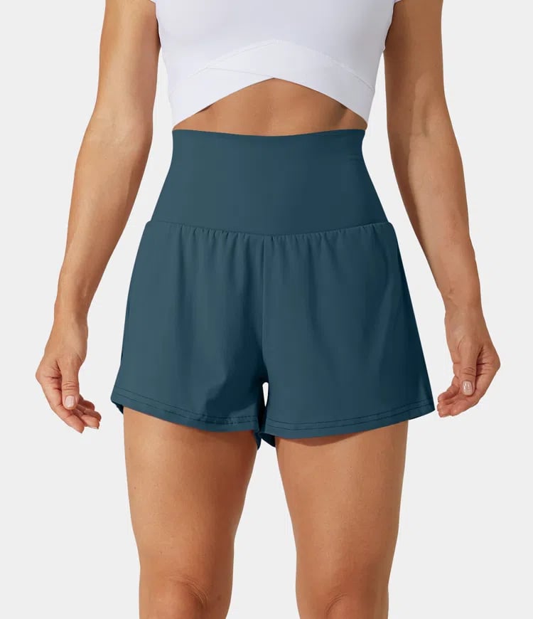 Short deportivo de mujer con cintura alta y bolsillos – DORA