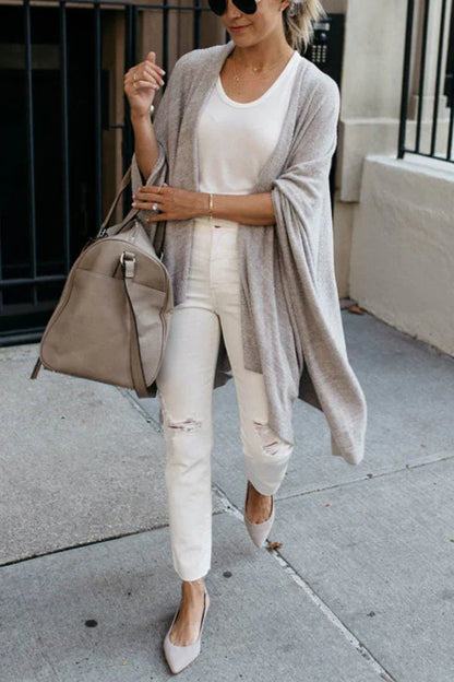 SABRINA - Cárdigan de punto abierto y holgado para un aspecto ligero