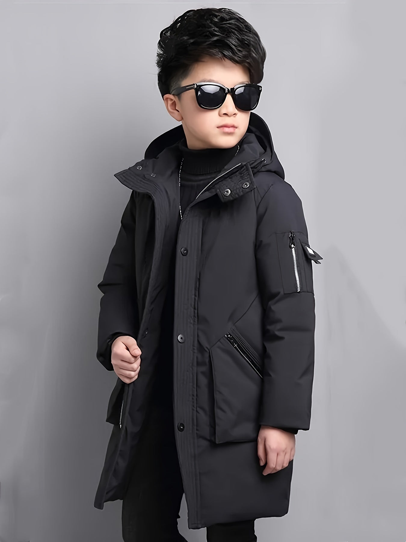 LUKAS - Abrigo de invierno con capucha y cremallera para niño