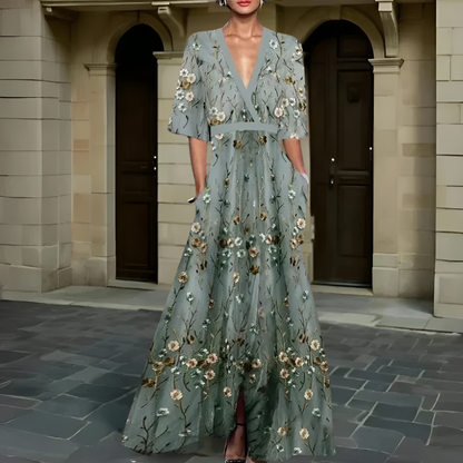 Vestido de verano con escote en V y corte fluido para mujer – ALMA