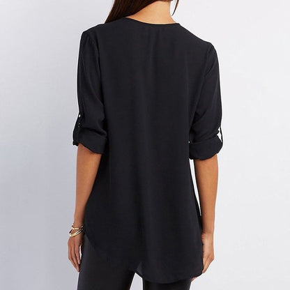 Top relajado con diseño moderno y media cremallera para mujer – LYSANDRA