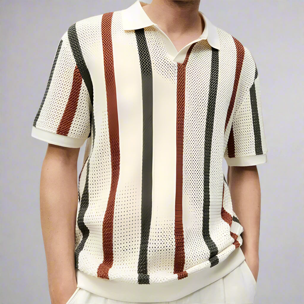 Polo de punto casual para hombre con estilo texturizado – DELVOR