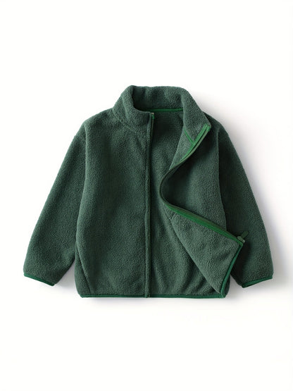 FENLE - Chaqueta polar de forro polar para niños en color sólido