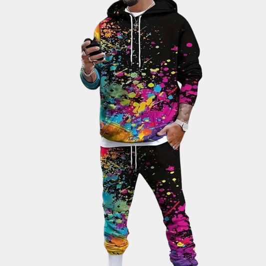 DIEGO - Conjunto de dos piezas para hombre con estampado de salpicaduras de color