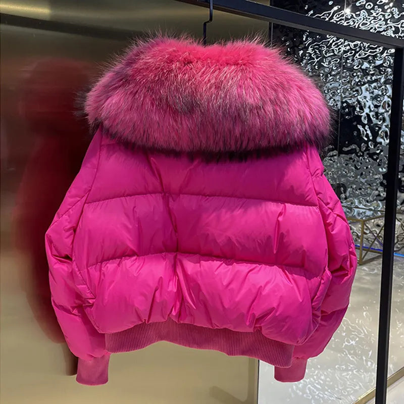 SELMA - Abrigo puffer de invierno con cuello de piel sintética para mujer