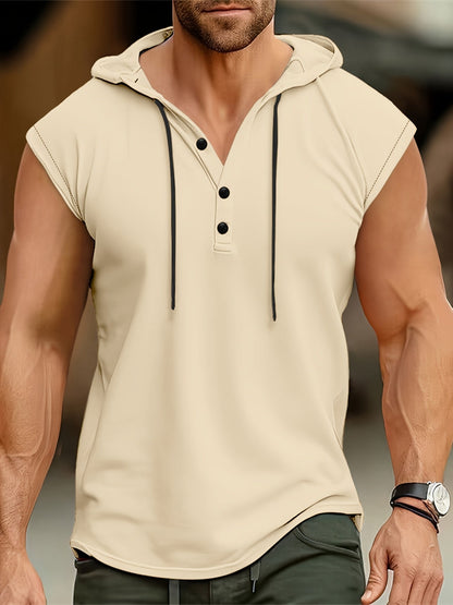 Camisa sin mangas con capucha y tejido transpirable para hombres en entrenamiento – ACTON