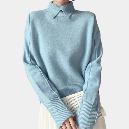 NOA - Jersey de punto para mujer con cuello alto y solapa