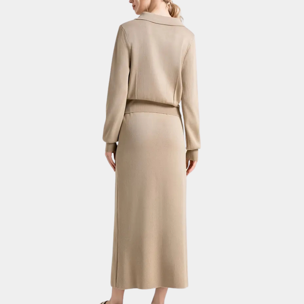 Vestido camisero largo de manga larga con botones – ADELYS