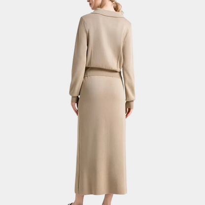 Vestido camisero largo de manga larga con botones – ADELYS