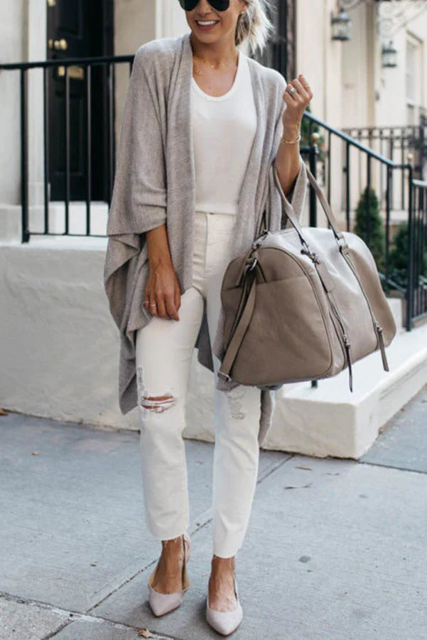 SABRINA - Cárdigan de punto abierto y holgado para un aspecto ligero