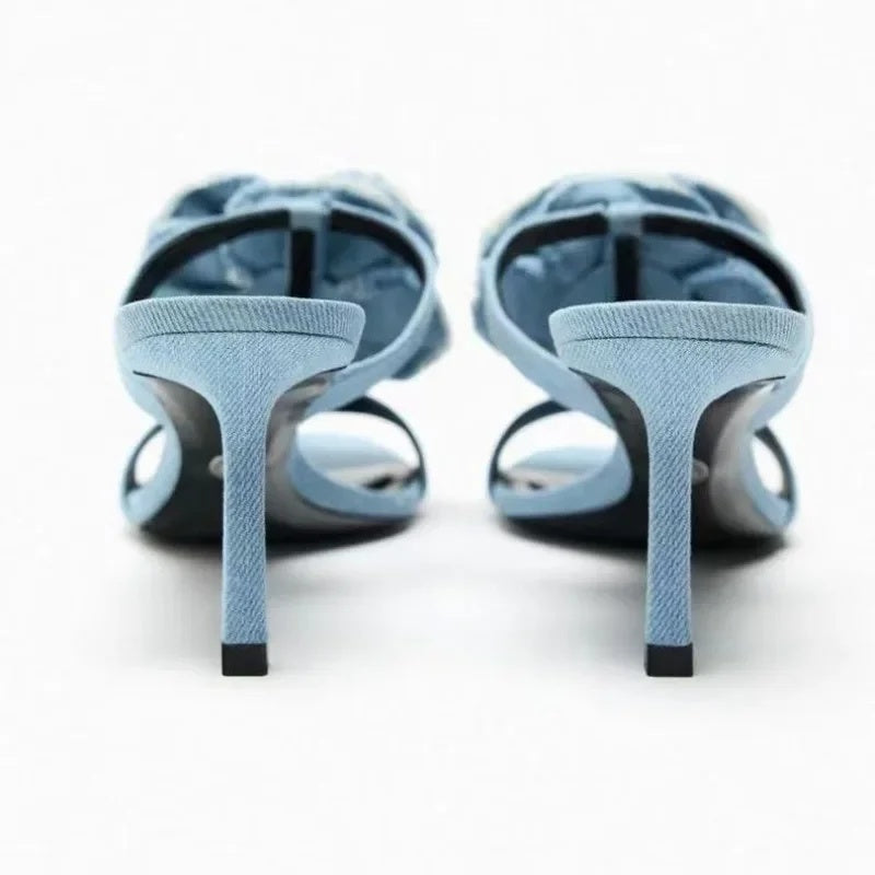 Maca - Sandalias de Tacón Alto a Juego con Todo y Flor Decorativa de Alta Calidad Para Mujer