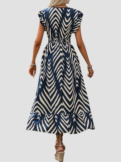 Vestido de Verano con Escote en V y Estampado Gráfico para Mujeres – DAMARIS