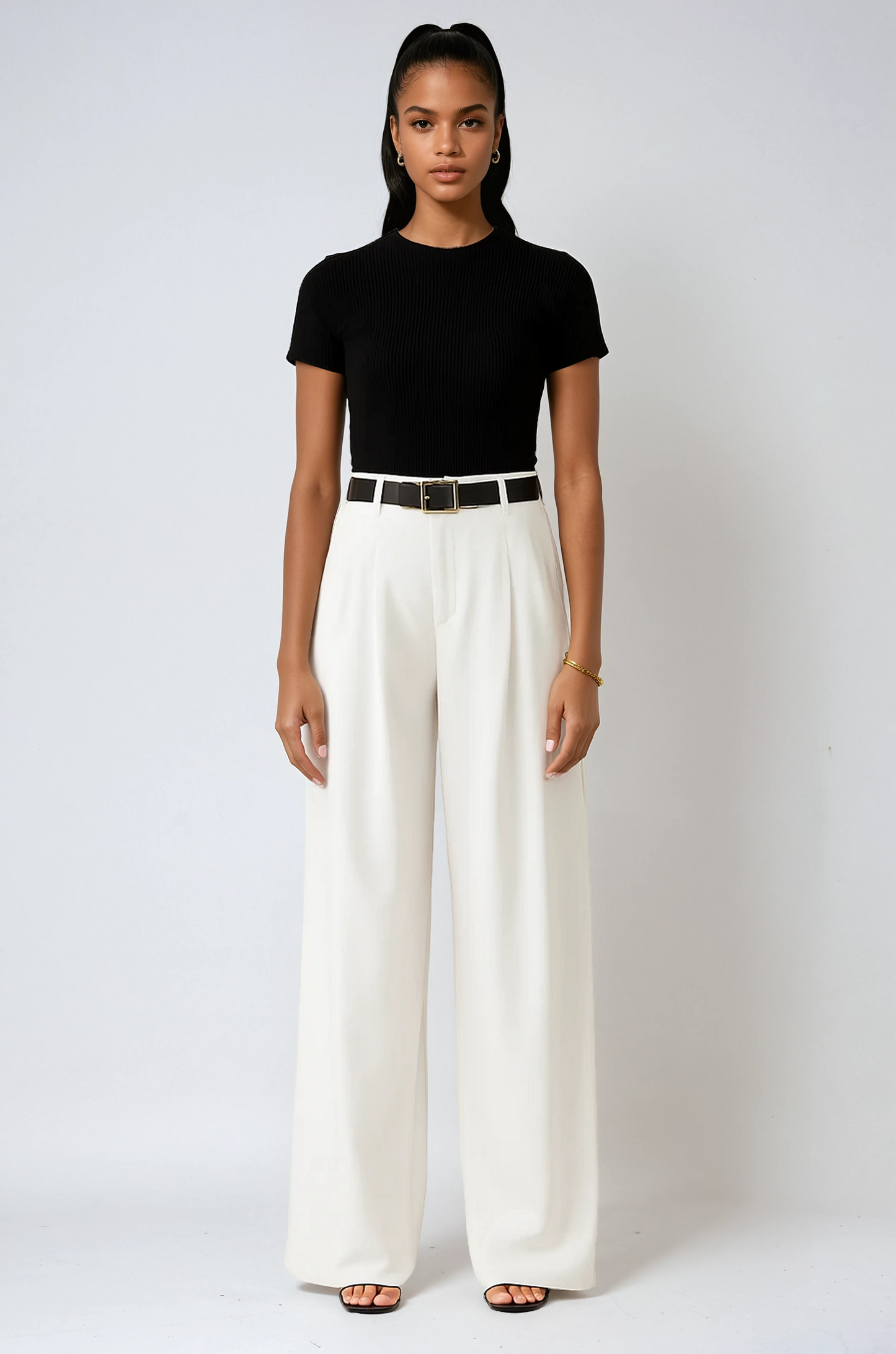 Pantalón de mujer de pierna ancha y talle alto – NAELIA