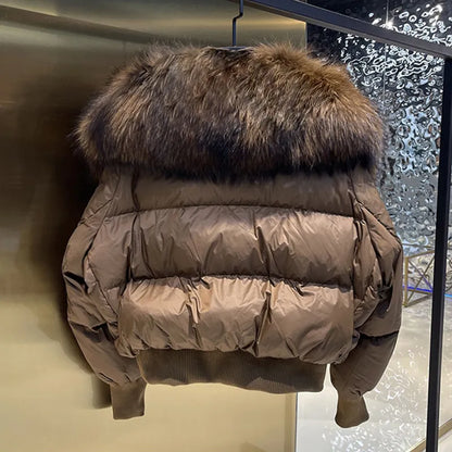 SELMA - Abrigo puffer de invierno con cuello de piel sintética para mujer