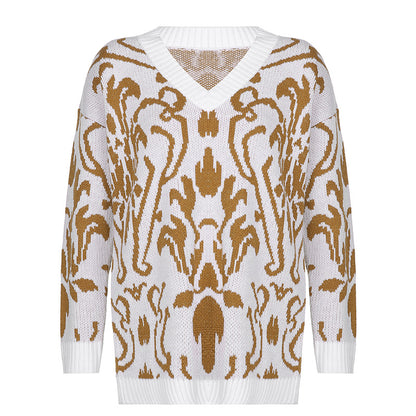 Ivy - Suéter Casual de Punto Mezcla de Lana Manga Larga Cuello en V Primavera Otoño para mujer