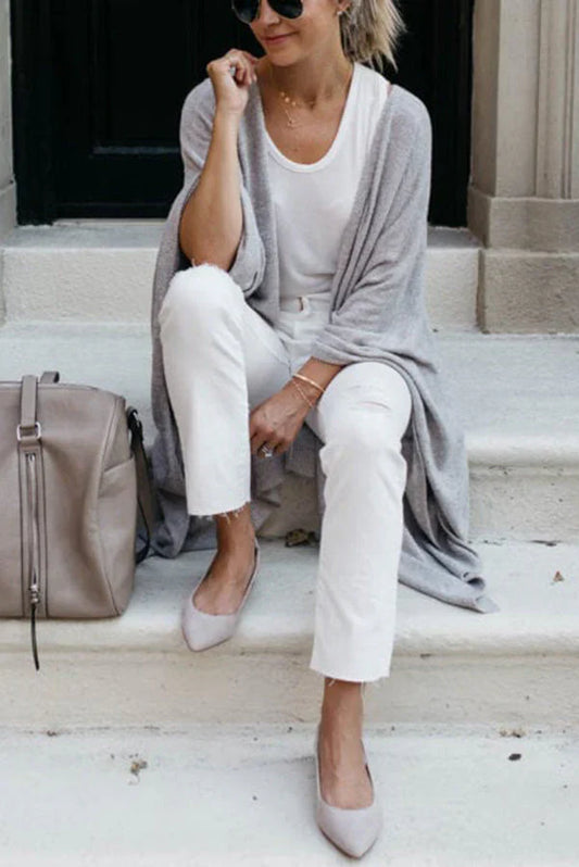 SABRINA - Cárdigan de punto abierto y holgado para un aspecto ligero