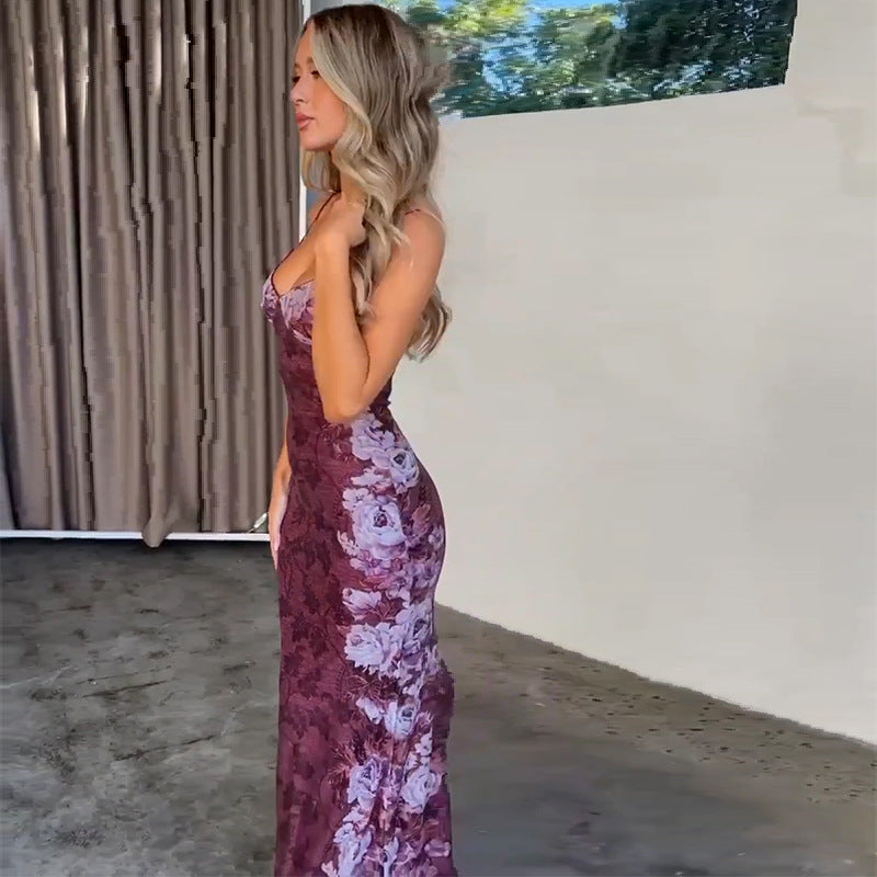 Ximena - Vestido Largo Con Tirantes Estampado Floral Primavera Verano con Cuello en V Para Fiesta Vacaciones En la Playa Estilo Y2K Para Mujer 2024