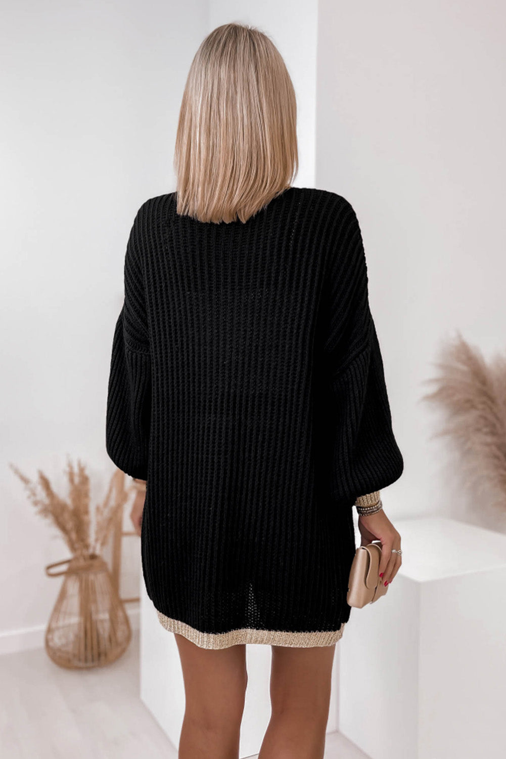 HENDRIKA – Cárdigan elegante con detalles beige brillantes para mujer