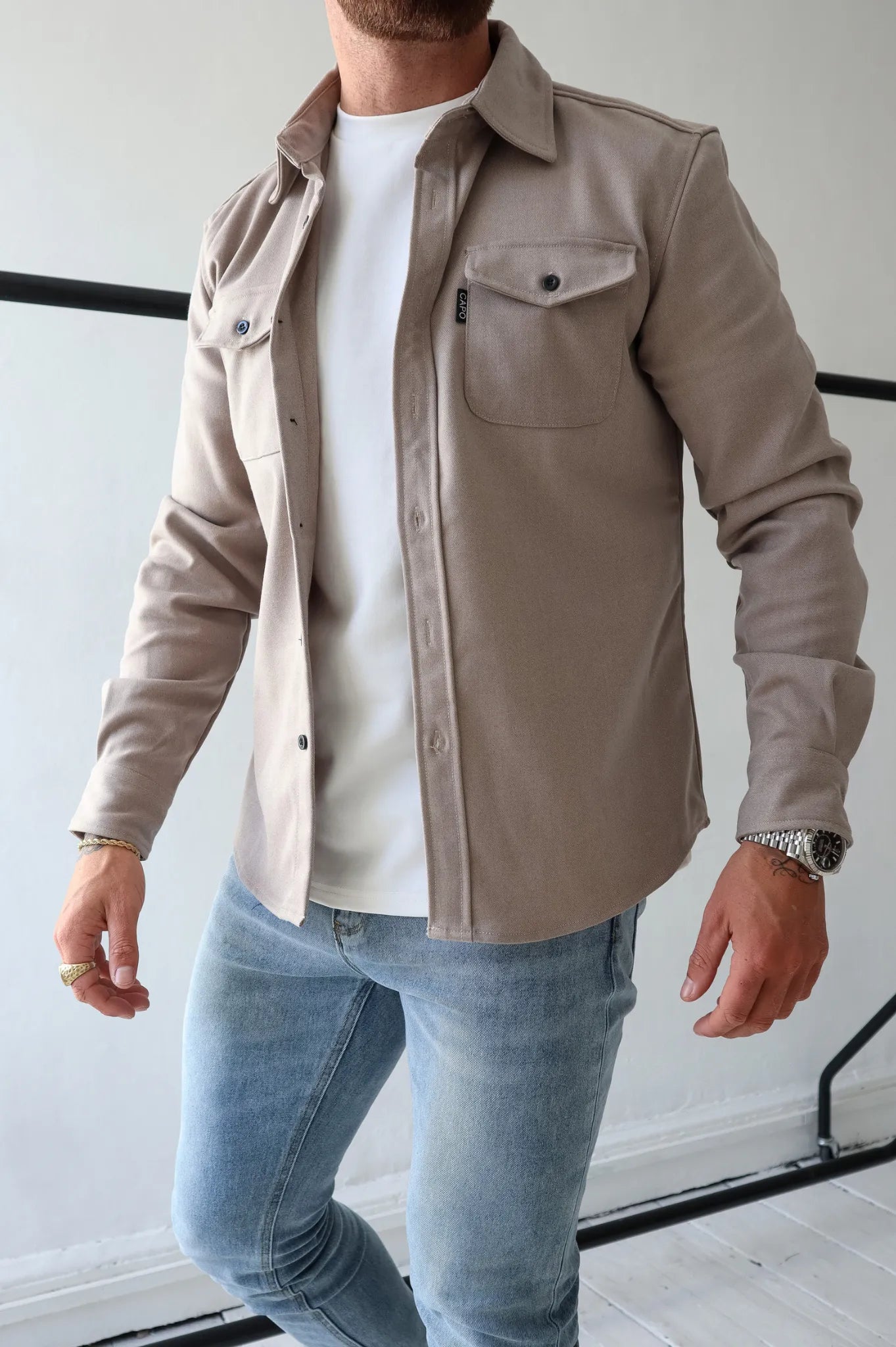 IVAR - Sobrecamisa con botones y bolsillos delanteros para hombre