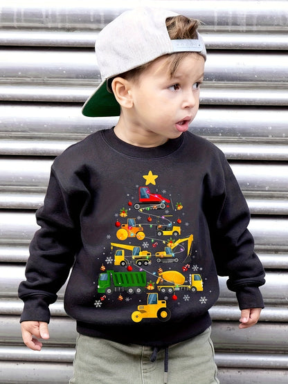 FELIX - Jersey navideño con estampado de árbol y máquinas para niño
