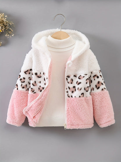 LEONA - Chaqueta con estampado de leopardo y forro de polar para niñas