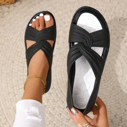 Sandalias elegantes y cómodas para mujer con diseño de nudos perfectas para el verano – ELARA TENDENCIA
