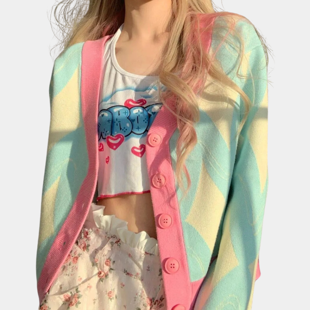 Cárdigan de punto a rayas con diseño relajado y tacto suave – LÉANA