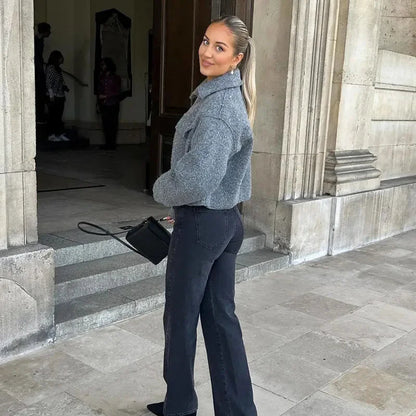 Chaqueta corta de mezcla de lana con diseño moderno – KIPPÉA