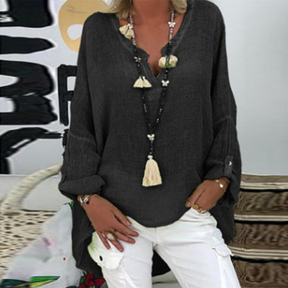 ELVIA - Blusa de lino elegante para mujer