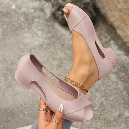 Zapatos destalonados de mujer con punta abierta y tacón bajo – SOLEDAD