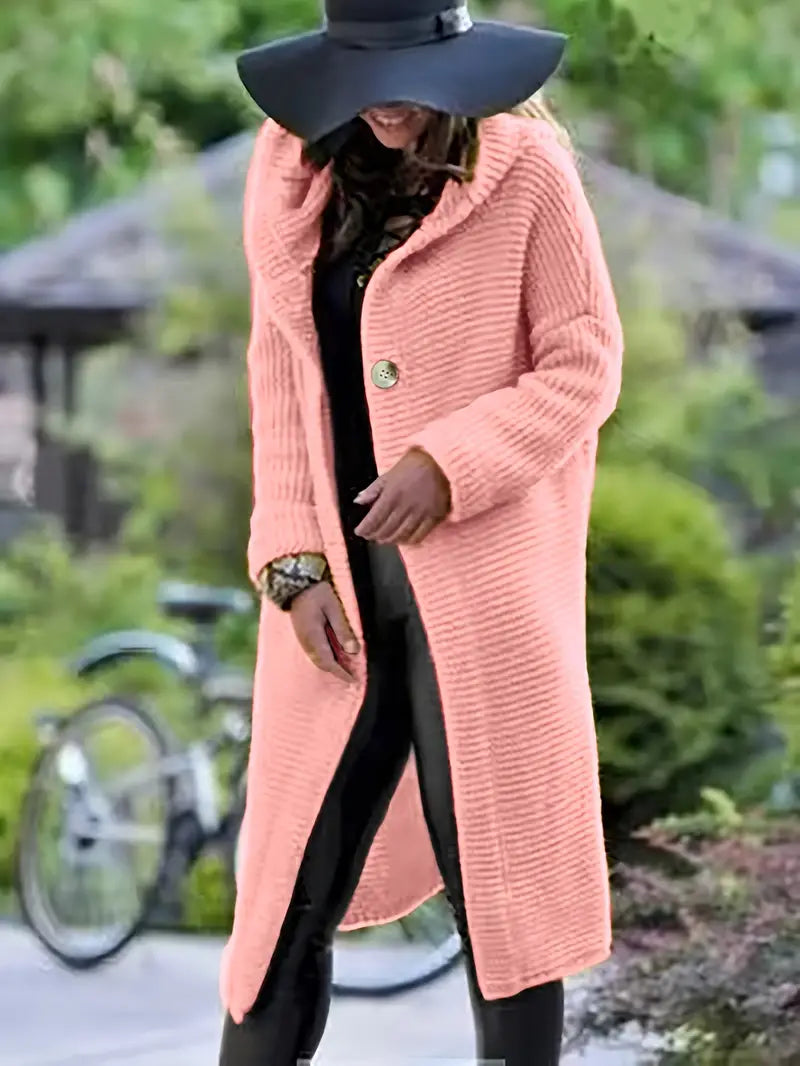 LISBETH - Cárdigan largo de punto con capucha para mujer