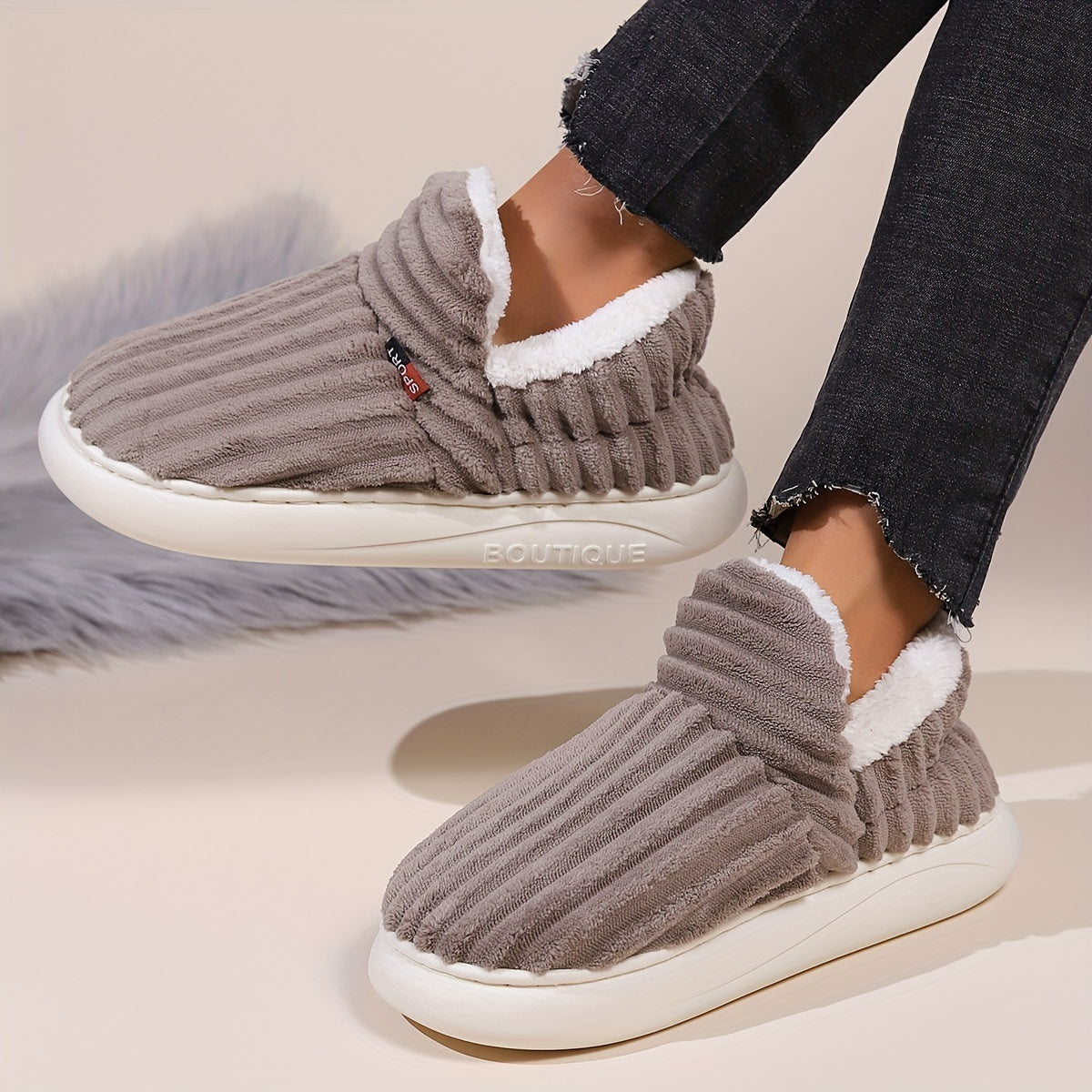 KIANNE – Zapatillas de invierno cálidas y acogedoras de felpa para mujer