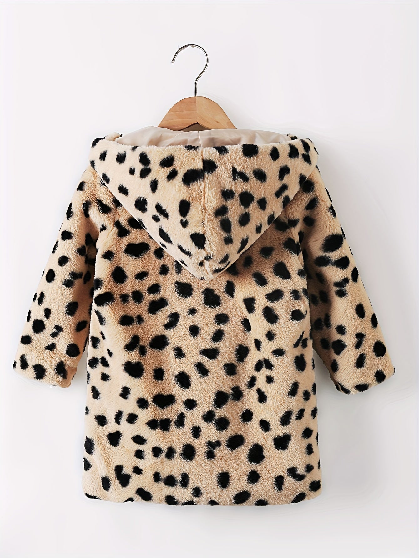 MILA - Chaqueta gruesa de felpa con estampado de leopardo para niñas