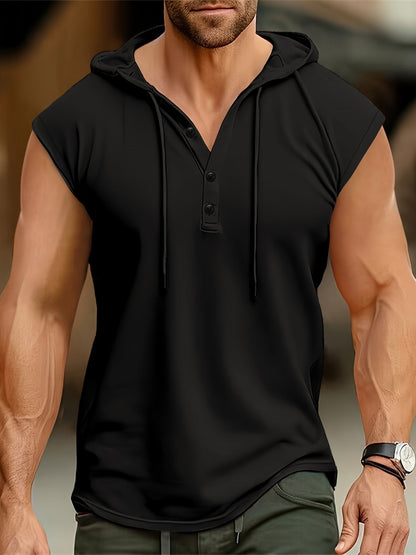 Camisa sin mangas con capucha y tejido transpirable para hombres en entrenamiento – ACTON