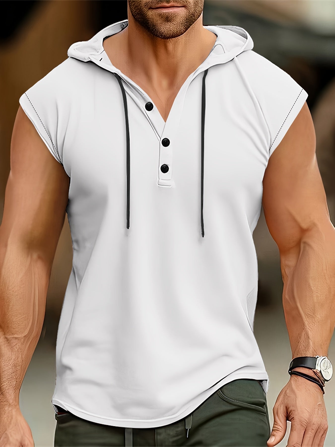 Camisa sin mangas con capucha y tejido transpirable para hombres en entrenamiento – ACTON