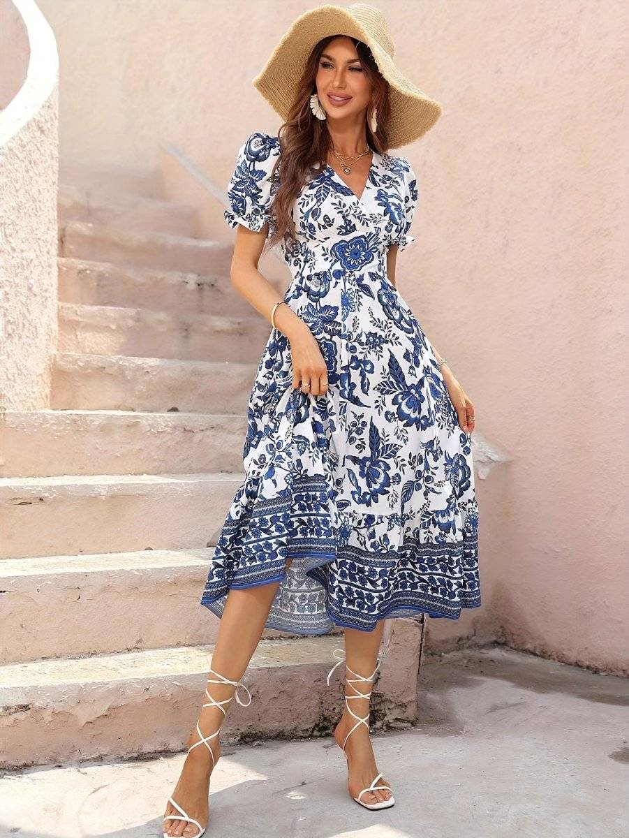 Vestido de verano con diseño romántico y corte midi – ELINORA