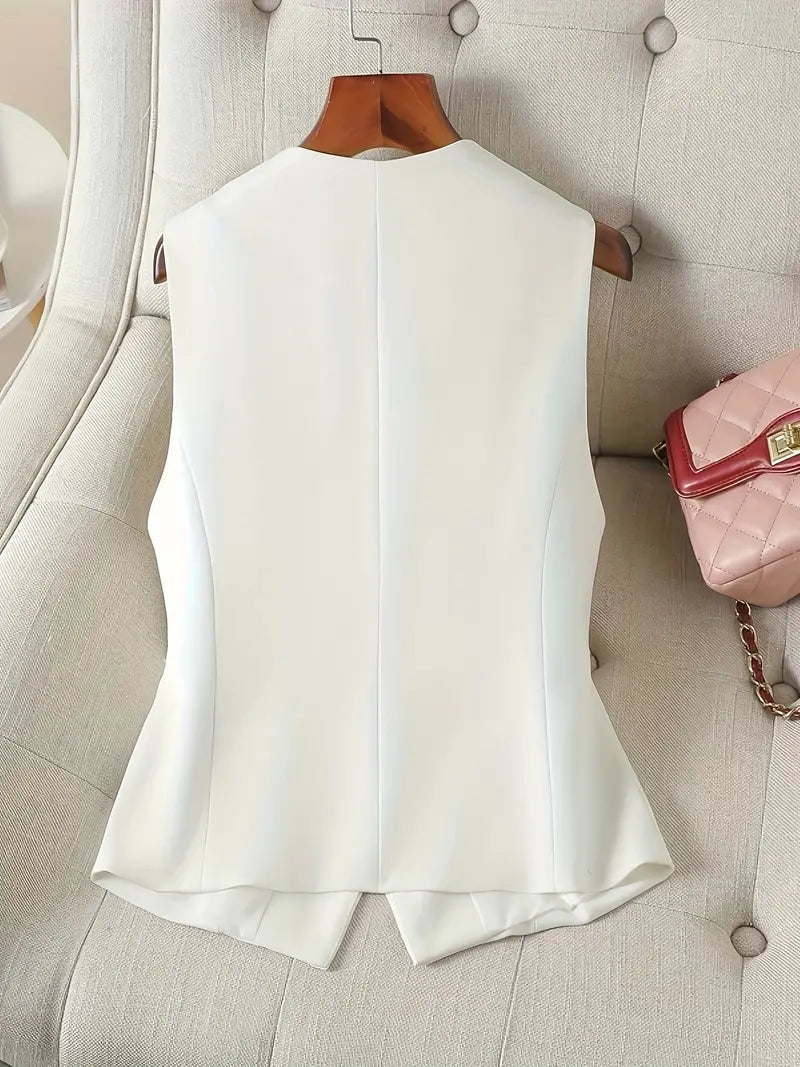 Chaleco entallado de mujer con escote en V profundo – MAIKE