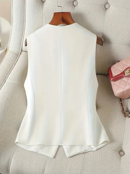 Chaleco entallado de mujer con escote en V profundo – MAIKE