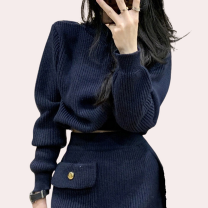 Conjunto femenino de dos piezas con top y falda entallada – LIVARA