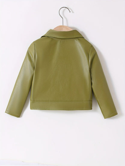 NADIA - Chaqueta de cuero PU con cuello invertido y cremallera diagonal para primavera y otoño