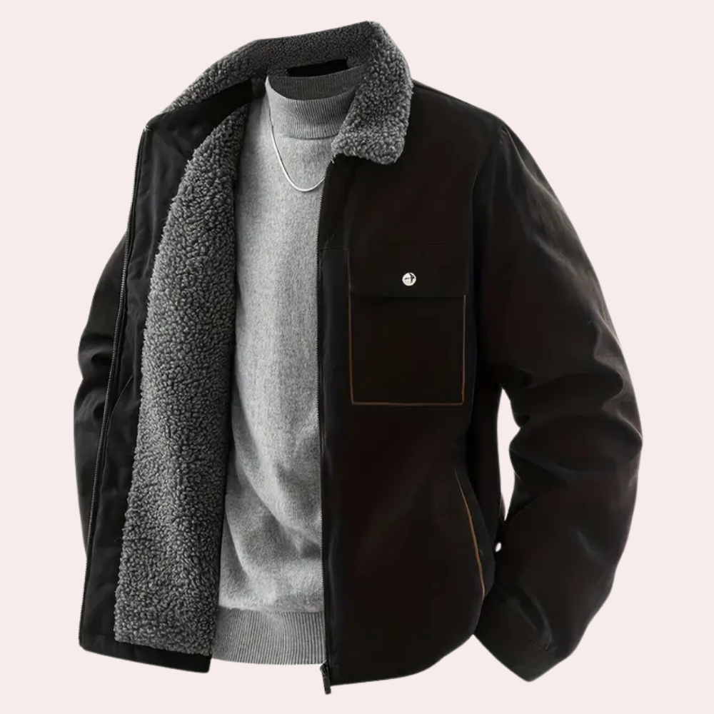 ÁLVARO - Chaqueta para hombre con forro de sherpa y cremallera