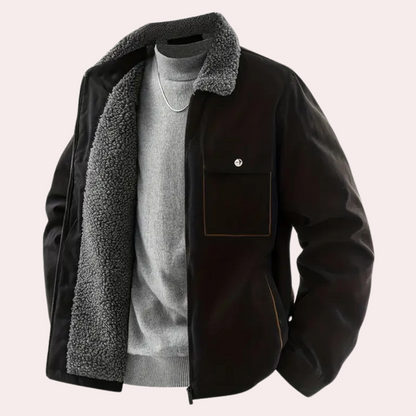 ÁLVARO - Chaqueta para hombre con forro de sherpa y cremallera