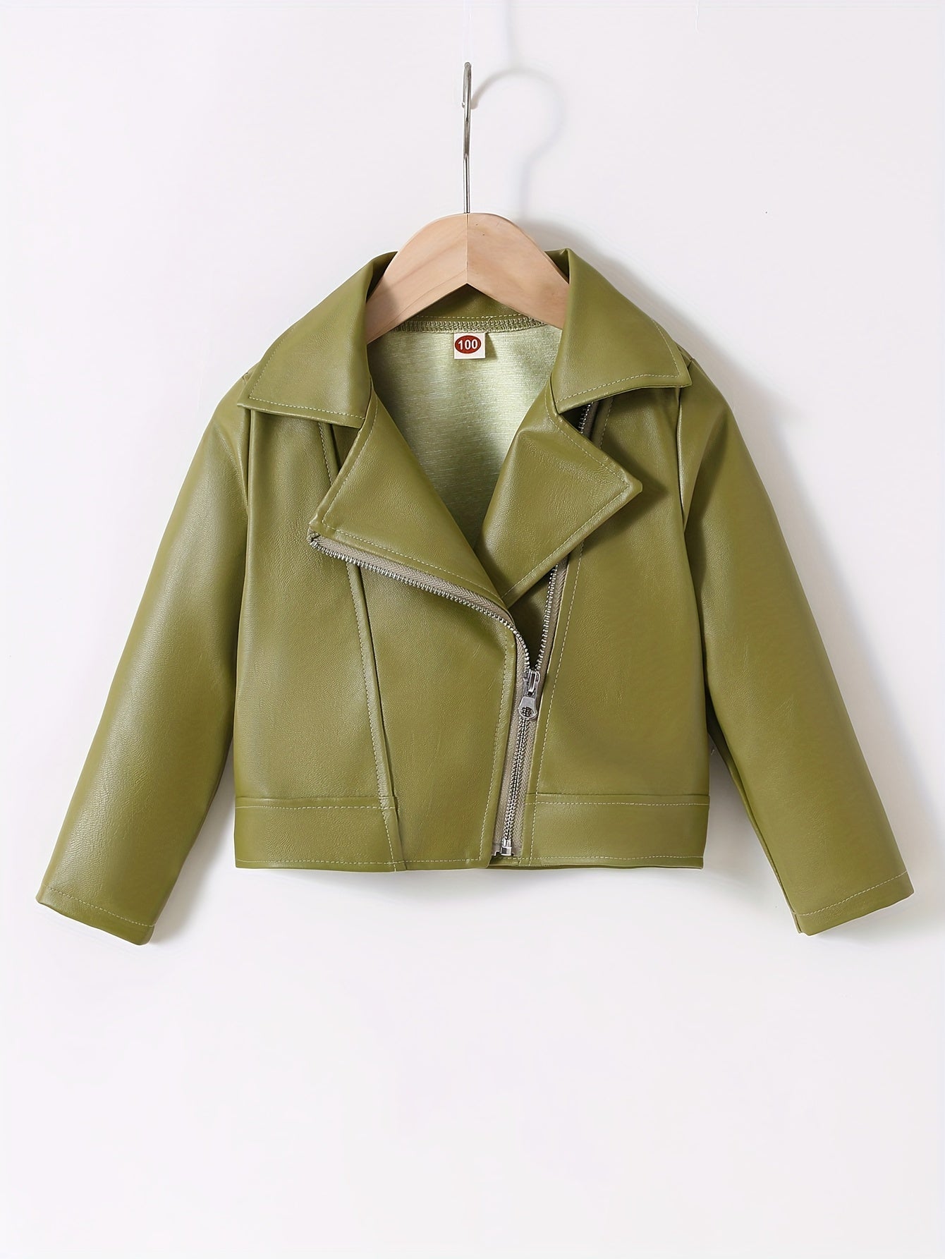 NADIA - Chaqueta de cuero PU con cuello invertido y cremallera diagonal para primavera y otoño