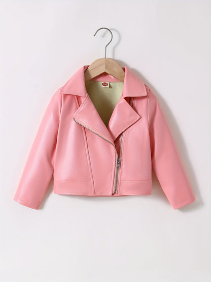 NADIA - Chaqueta de cuero PU con cuello invertido y cremallera diagonal para primavera y otoño