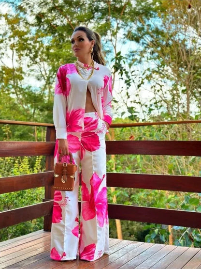 Set veraniego con blusa de tirantes y pantalón suelto – FLORALIA
