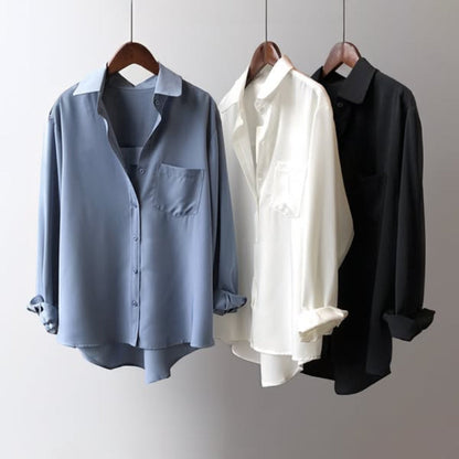 Blusa tipo camisa de estilo relajado y sofisticado – MONARA